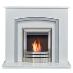 Acantha Calella White Marble Fireplace with Downlights, 48 Inch, image 4