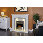 Acantha Calella White Marble Fireplace with Downlights, 48 Inch, image 20