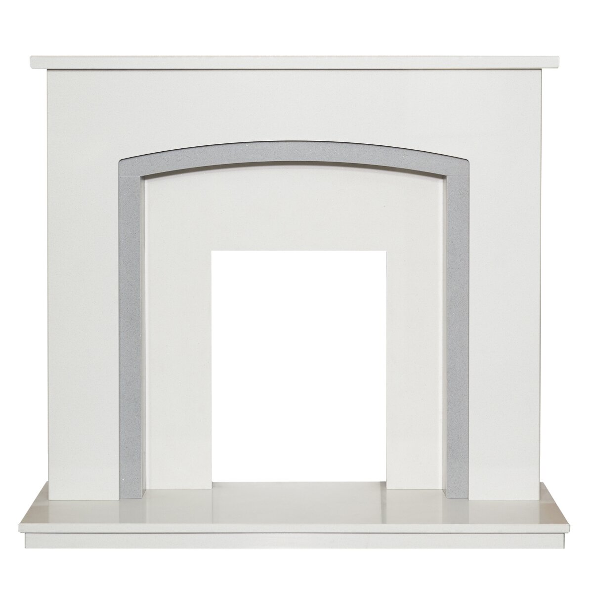 Acantha Calella White and Sparkly Grey Marble Fireplace, 48 Inch
