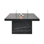 End view of the Acantha Castellon bioethanol coffee table in black marble effect