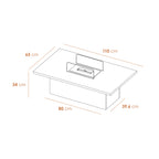 Acantha Castellon coffee table dimension diagram: 110 x 65 x 34 cm