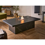 Acantha Castellon bioethanol coffee table in black marble effect in a living room
