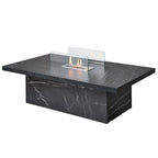 Acantha Castellon bioethanol coffee table in black marble effect seen from an angle
