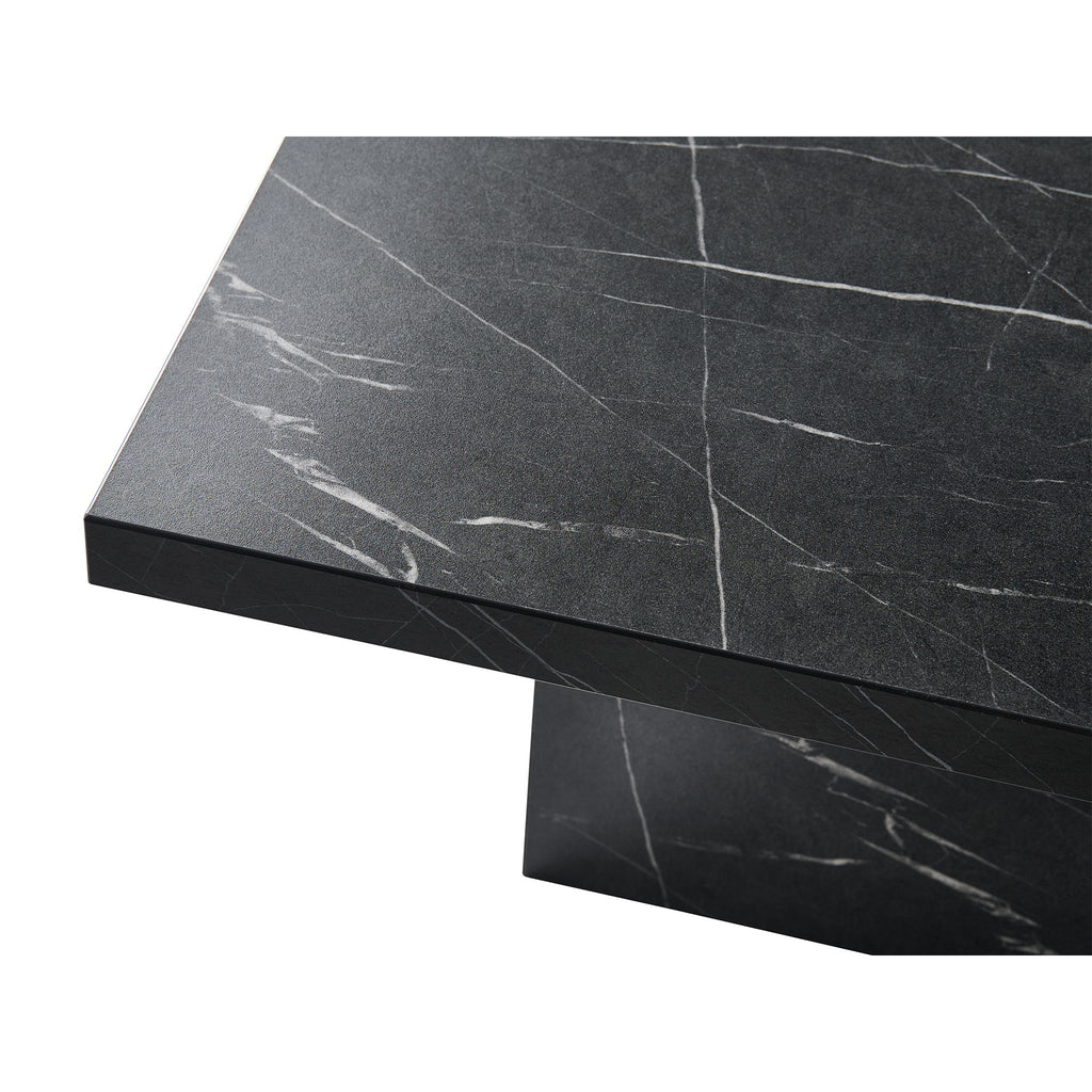 Corner detail of the Acantha Castellon coffee table top in black marble effect