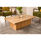 Acantha Castellon bioethanol coffee table in oak effect in a living room