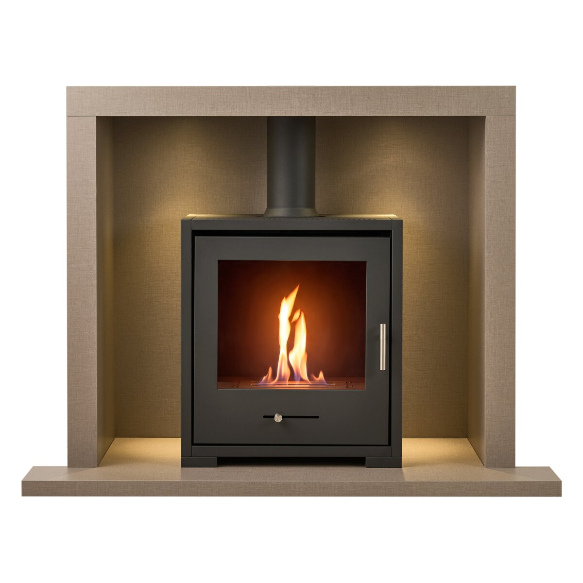 Acantha Chamber & Hearth Kit with OKO S3 Bioethanol Stove, Linen