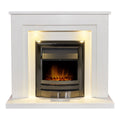 Acantha Dallas White and Grey Marble Fireplace with Vela Fire, 42 Inch