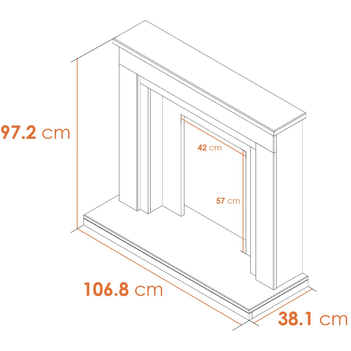 Acantha Dallas White Marble Fireplace with Downlights, 42 Inch, image 4
