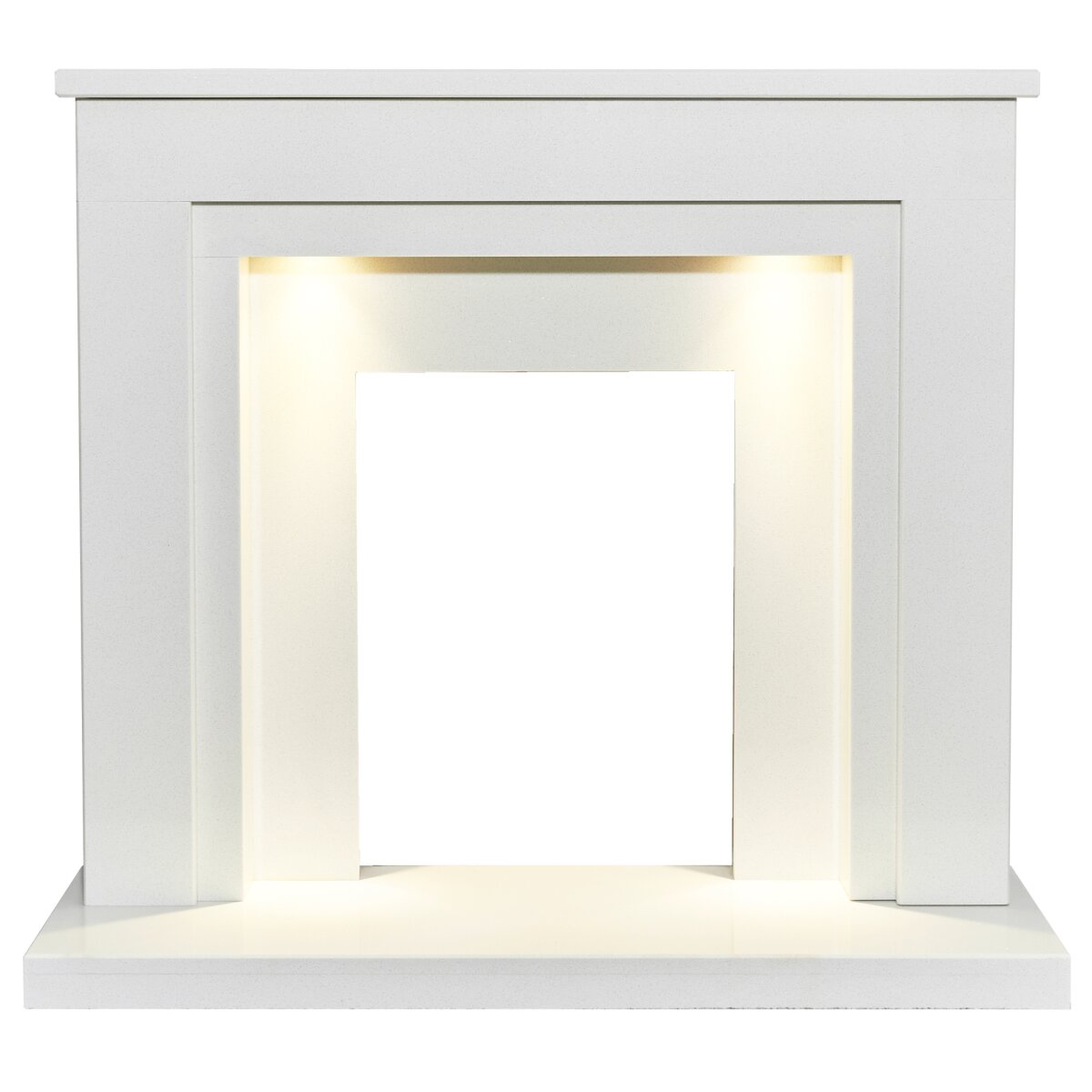 Acantha Dallas White Marble Fireplace with Downlights, Surround only
