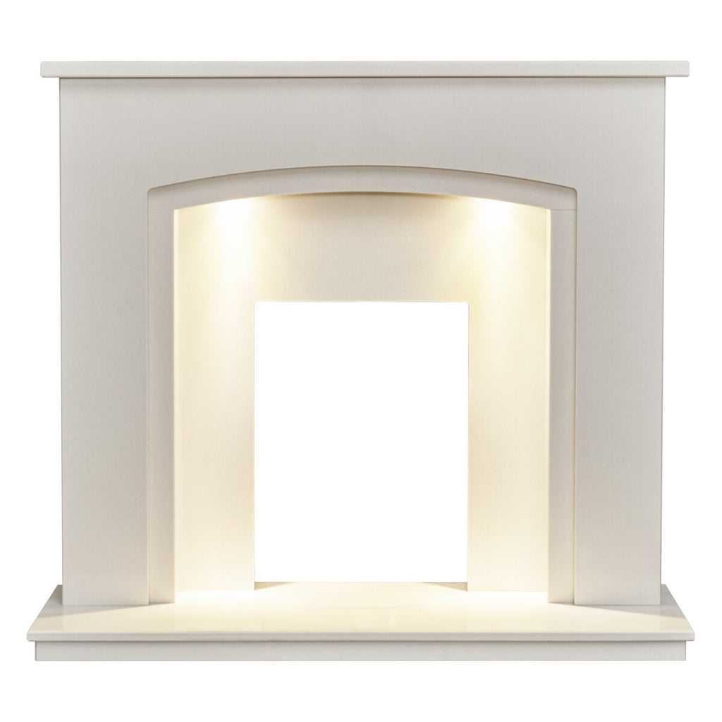 Acantha Granada White Marble Fireplace with Downlights, Surround only