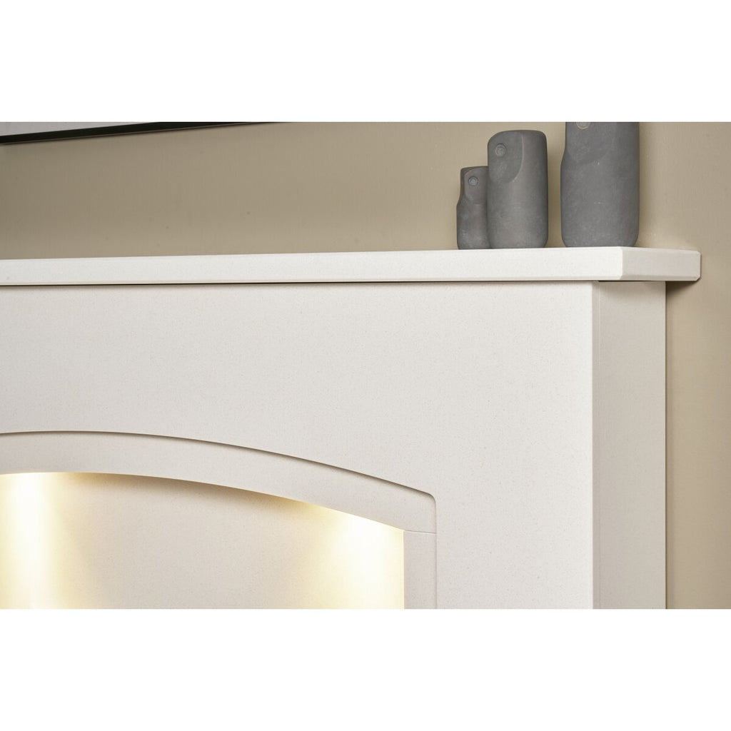 Acantha Granada White Marble Fireplace with Downlights, 48 Inch, image 5
