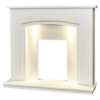 Acantha Granada White Marble Fireplace with Downlights, 48 Inch, image 2