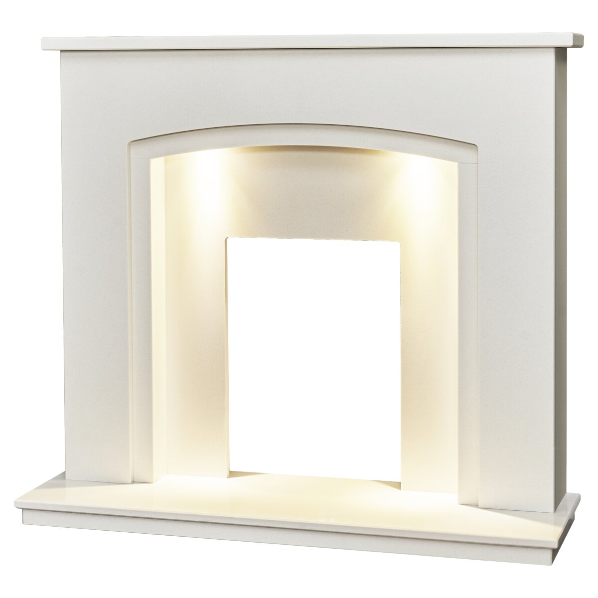 Acantha Granada White Marble Fireplace with Downlights, 48 Inch, image 2