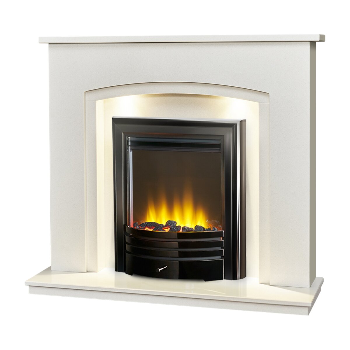 Acantha Granada White Marble Fireplace with Downlights, 48 Inch, image 12