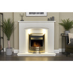Acantha Granada White Marble Fireplace with Downlights, 48 Inch, image 18