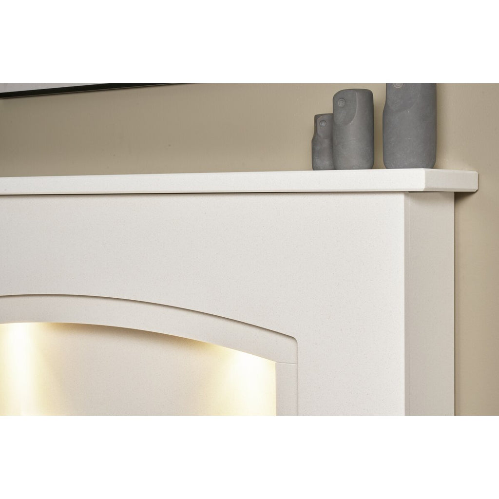 Acantha Granada White Marble Fireplace with Downlights, 48 Inch, image 17