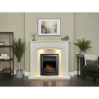 Acantha Granada White Marble Fireplace with Downlights, 48 Inch, image 16