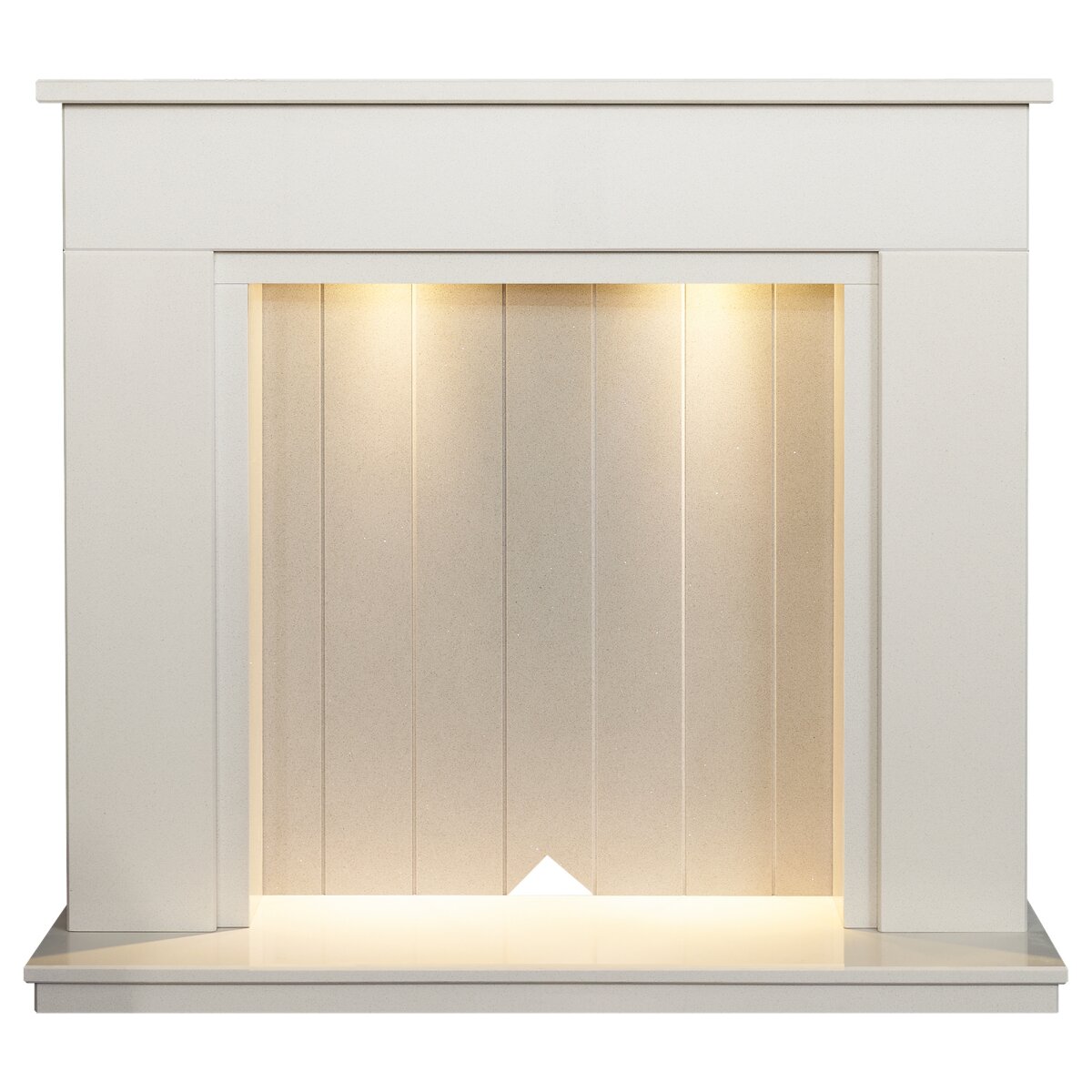 Acantha Larissa White and Grey Marble Stove Fireplace, Surround only
