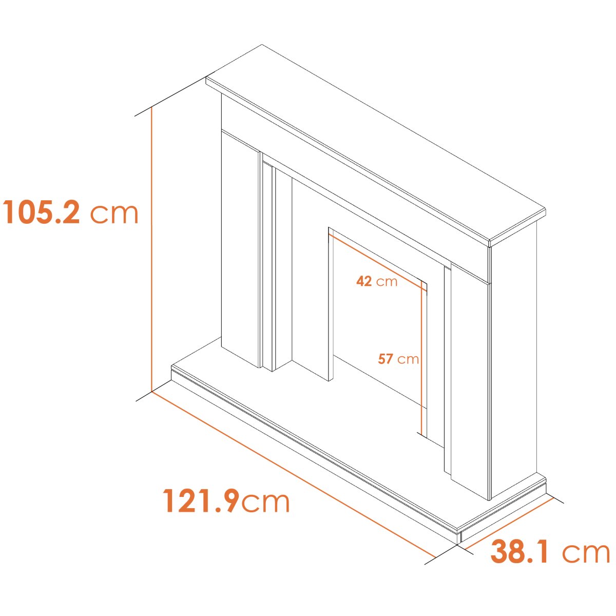 Acantha Maine White and Grey Marble Fireplace with Downlights, 48 Inch, image 4
