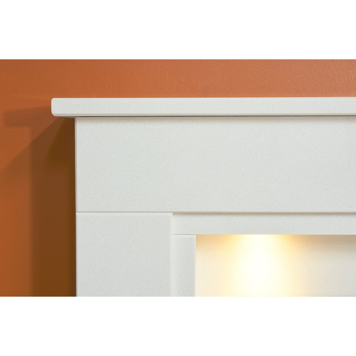 Acantha Maine White and Grey Marble Fireplace with Downlights, 48 Inch, image 3
