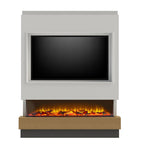 Acantha Matrix Pre-Built Panoramic Media Wall, White and Oak Effect, 2kW, image 2
