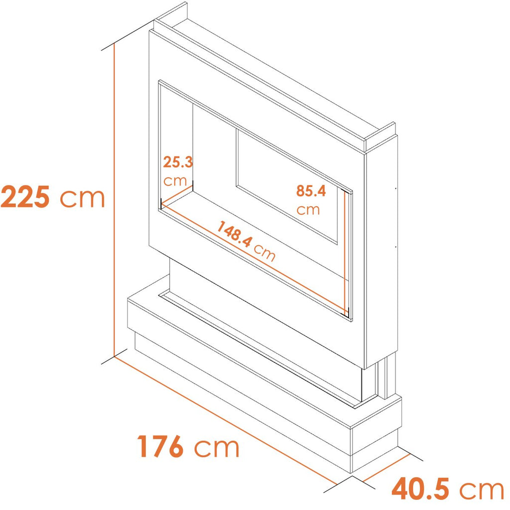 Acantha Matrix Pre-Built Panoramic Media Wall, White and Concrete Effect, image 5
