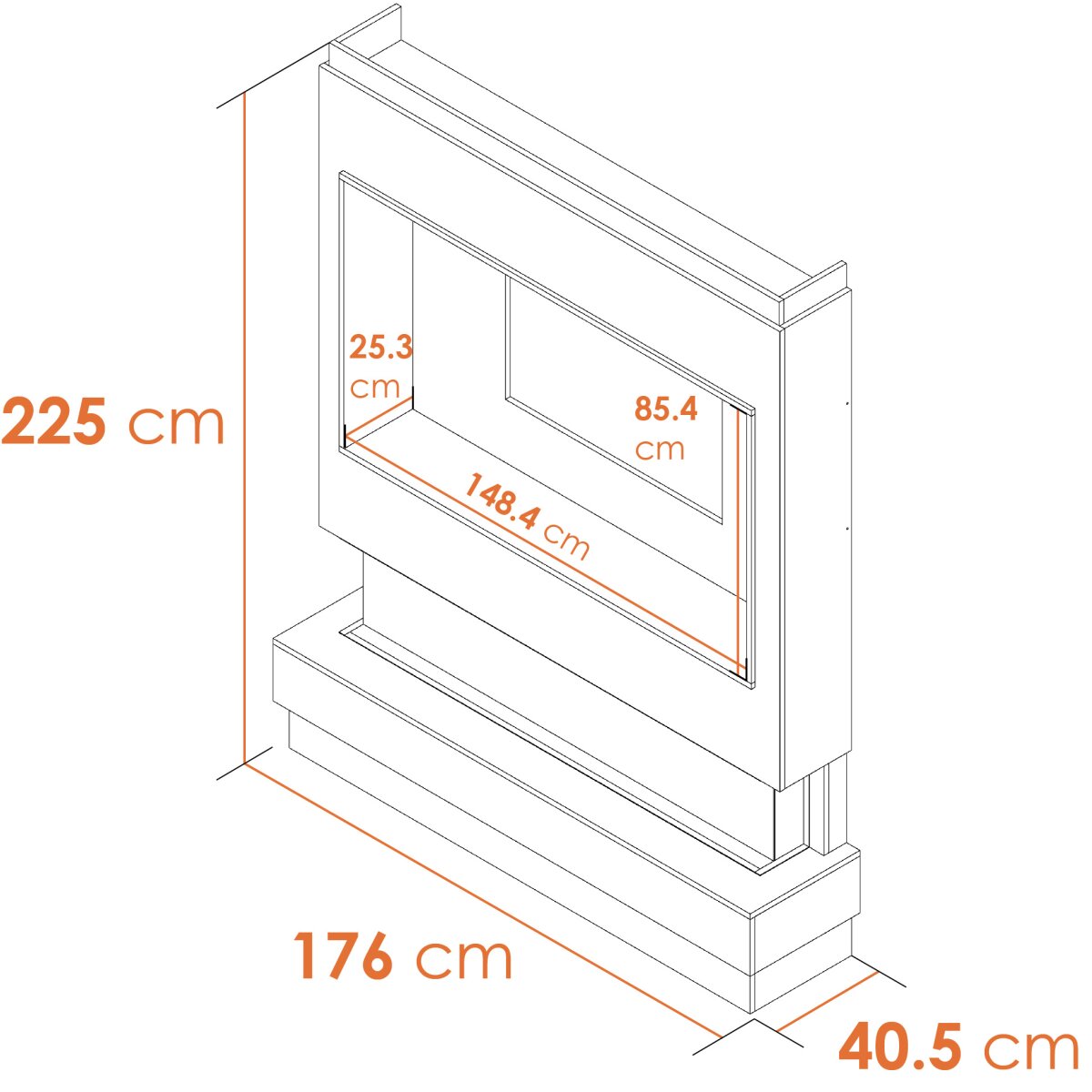 Acantha Matrix Pre-Built Panoramic Media Wall, White and Concrete Effect, image 5