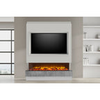 Acantha Matrix Pre-Built Panoramic Media Wall, White and Concrete Effect