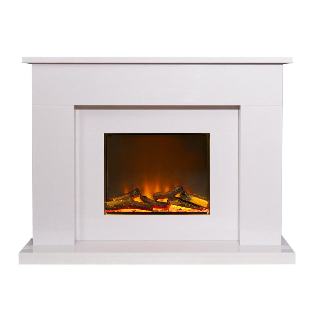 Acantha Minnesota White Marble Electric Fireplace Suite, 50 Inch, 2kW, image 5