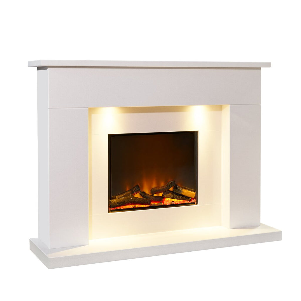 Acantha Minnesota White Marble Electric Fireplace Suite, 50 Inch, 2kW, image 6