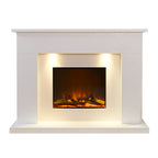 Acantha Minnesota White Marble Electric Fireplace Suite, 50 Inch, 2kW