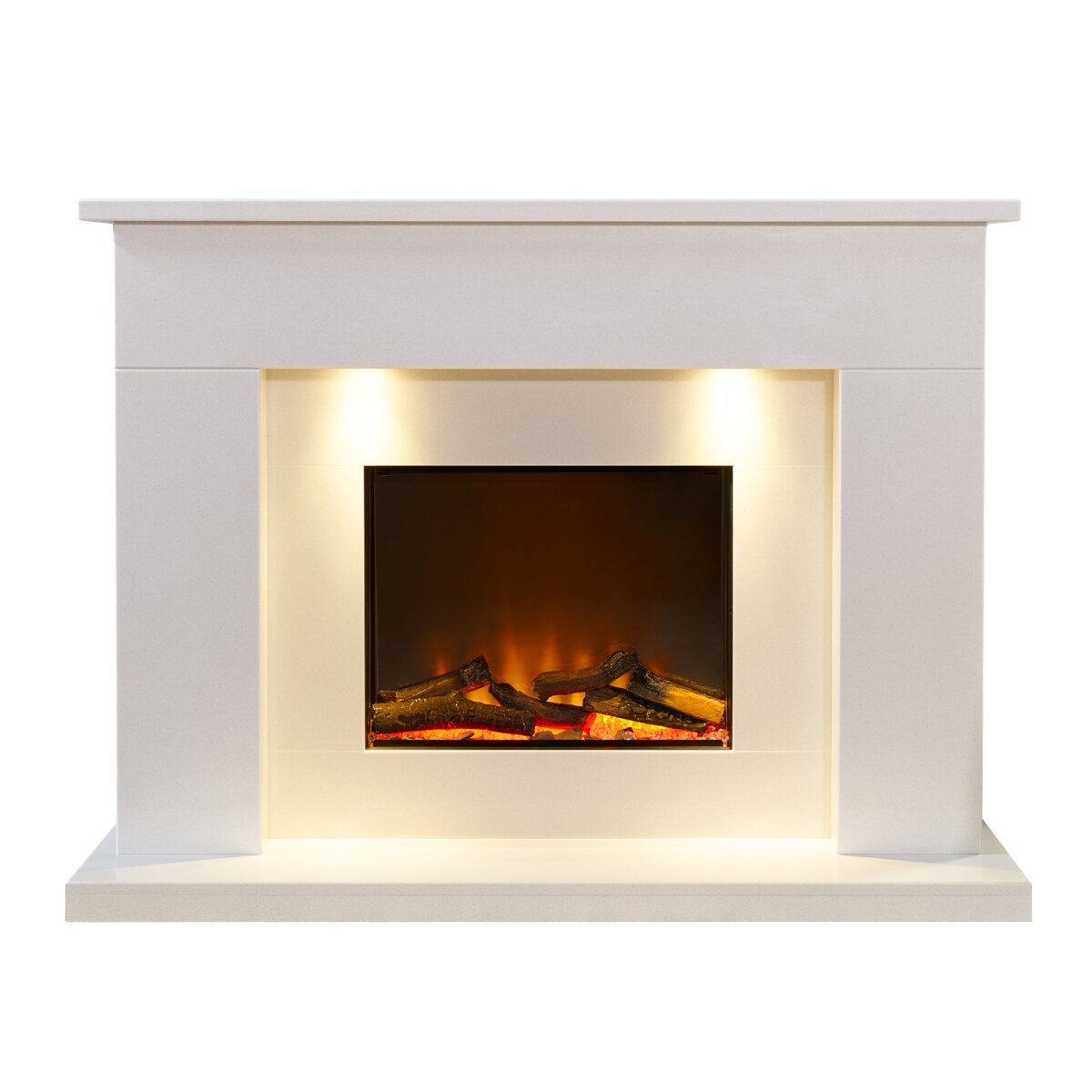 Acantha Minnesota White Marble Electric Fireplace Suite, 50 Inch, 2kW