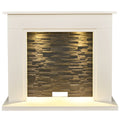 Acantha Miramar White Marble Stove Fireplace with Downlights, Surround only