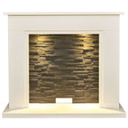 Acantha Miramar White Marble Stove Fireplace with Downlights, Surround only