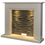 Acantha Miramar White Marble Stove Fireplace with Downlights, 54 Inch, image 2