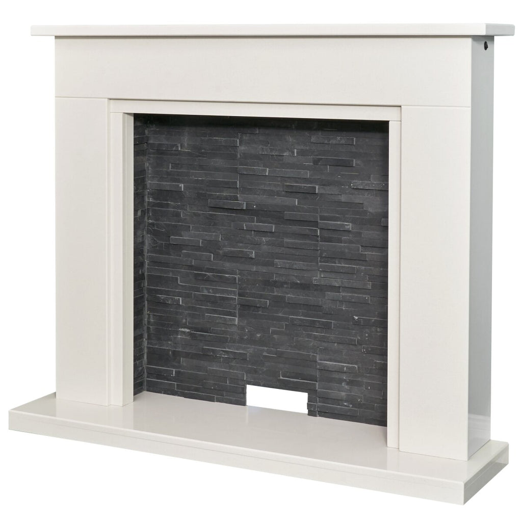 Acantha Miramar White Marble Stove Fireplace with Downlights, 54 Inch, image 7
