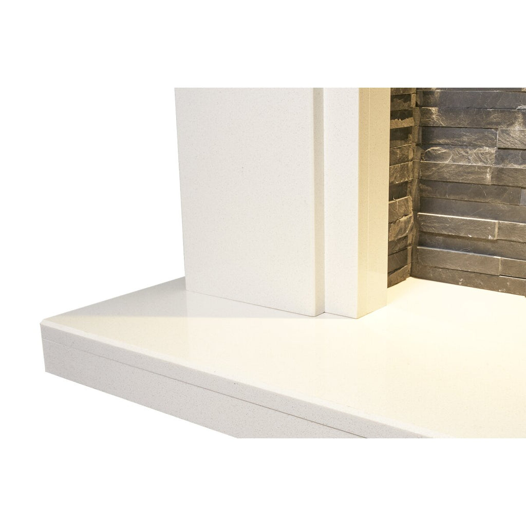 Acantha Miramar White Marble Stove Fireplace with Downlights, 54 Inch, image 6