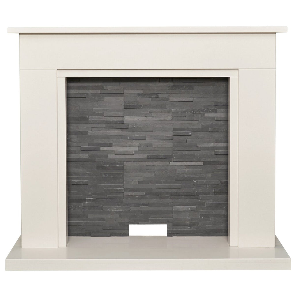 Acantha Miramar White Marble Stove Fireplace with Downlights, 54 Inch, image 8