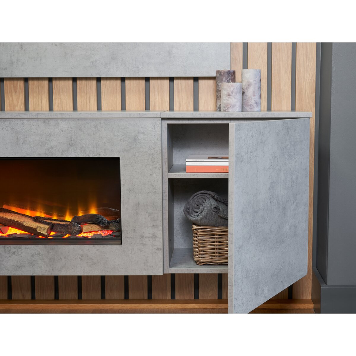 Acantha Orion 91 Inch Floating Media Wall Suite with TV Backboard, 2kW, image 8