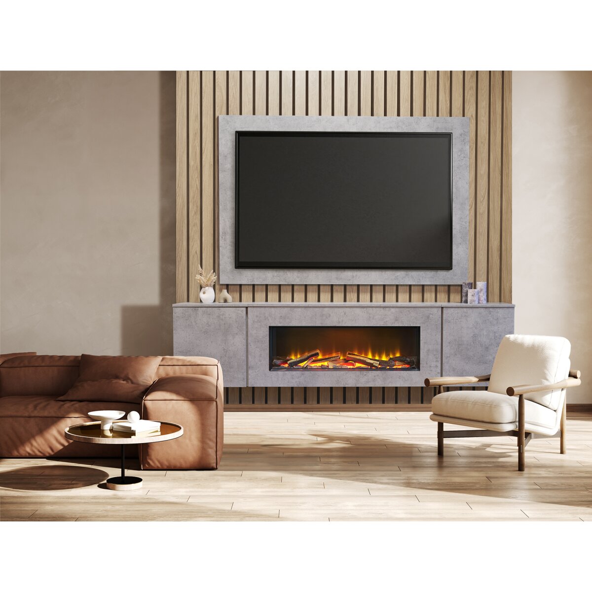 Acantha Orion 91 Inch Floating Media Wall Suite with TV Backboard, 2kW, image 6