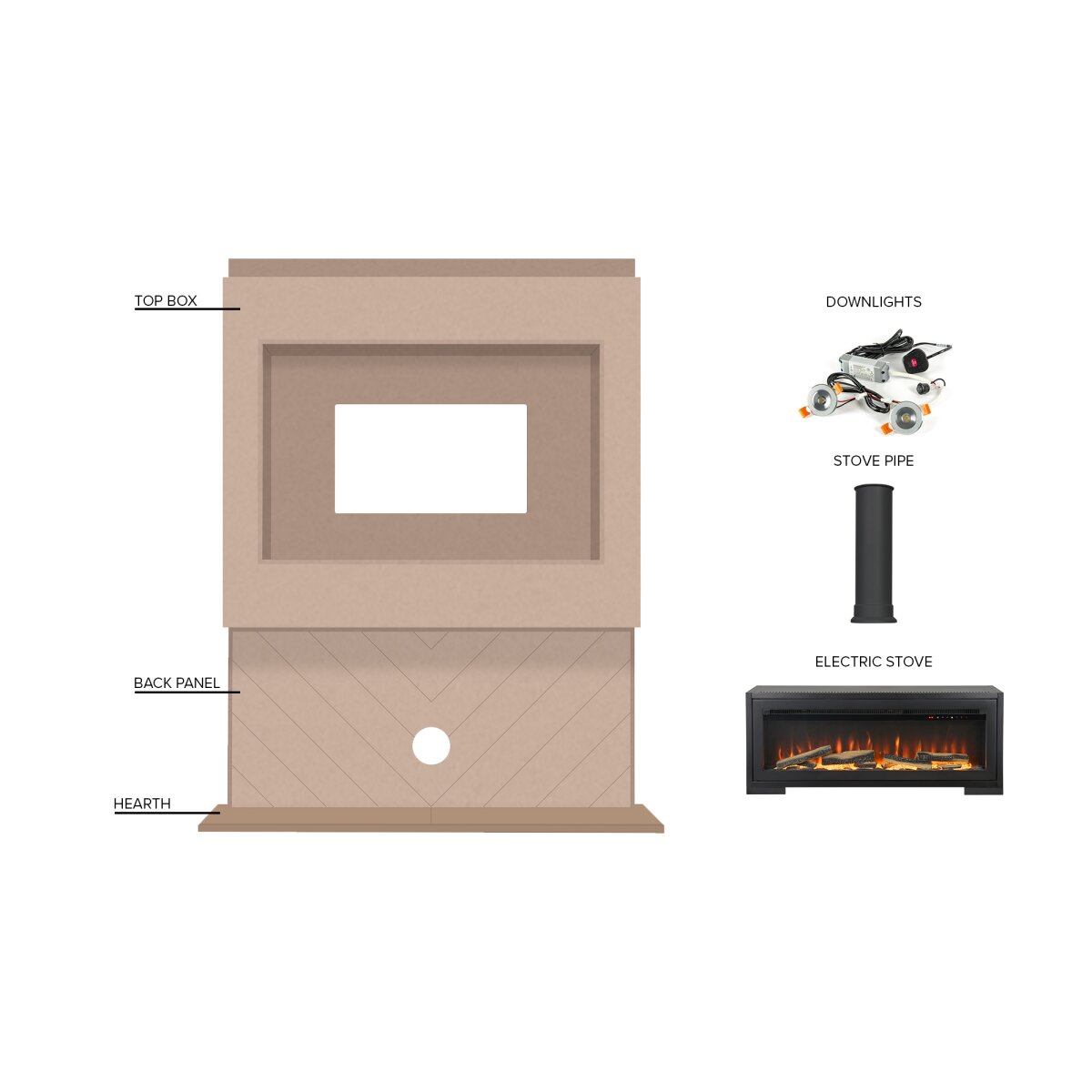 Acantha Pre-Built Media Wall 3 with Vision Media Stove and Log Store, image 6