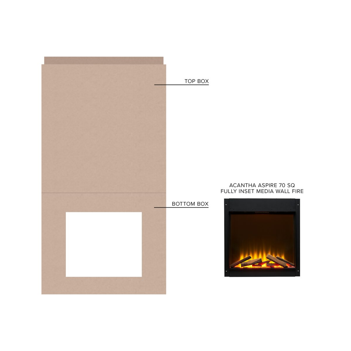 Acantha Pre-Built Media Wall with Aspire 70 SQ Electric Fire, 2kW, image 5