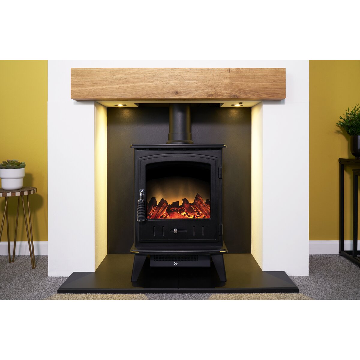 Acantha Pre-Built Stove Media Wall 1 with Adam Aviemore Electric Stove, image 5