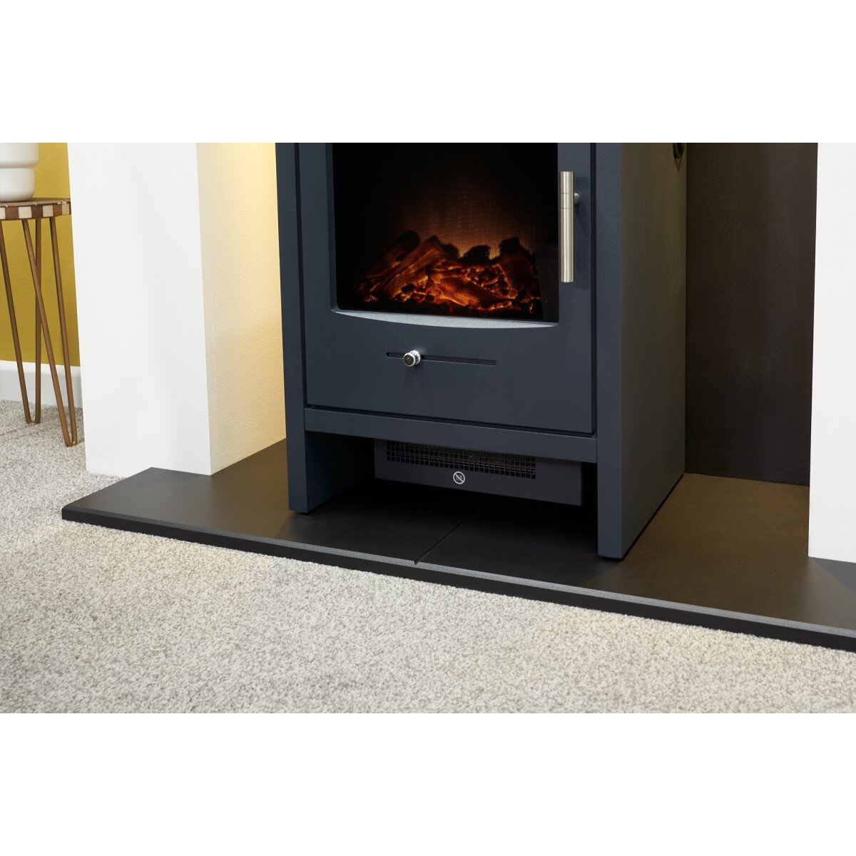 Acantha Pre-Built Stove Media Wall 1 with Adam Bergen Stove, Charcoal Grey, image 3