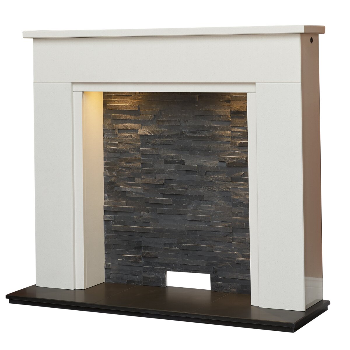 Acantha Rimini White Marble Stove Fireplace with Downlights, 48 Inch, image 5