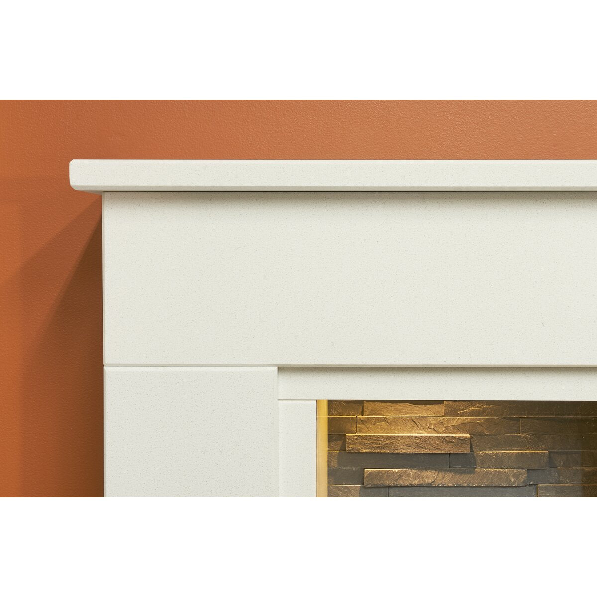 Acantha Rimini White Marble Stove Fireplace with Downlights, 48 Inch, image 3