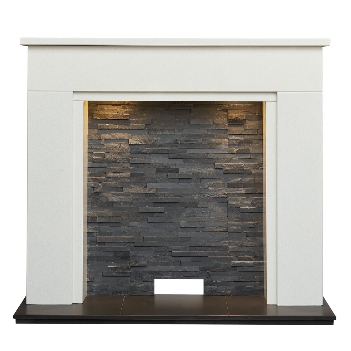 Acantha Rimini White Marble Stove Fireplace with Downlights, Surround only
