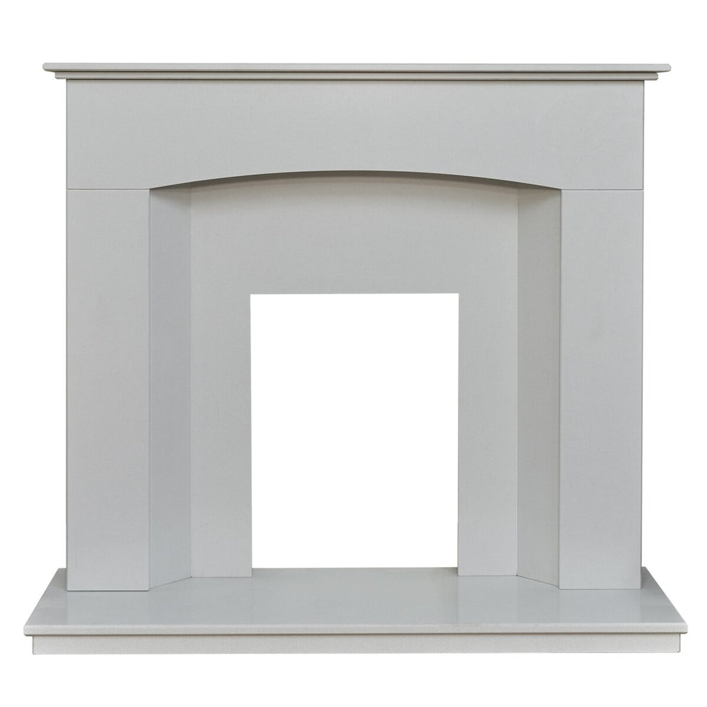 Acantha Tuscon White Marble Fireplace with Downlights, 48 Inch, image 4