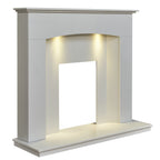 Acantha Tuscon White Marble Fireplace with Downlights, 48 Inch, image 2