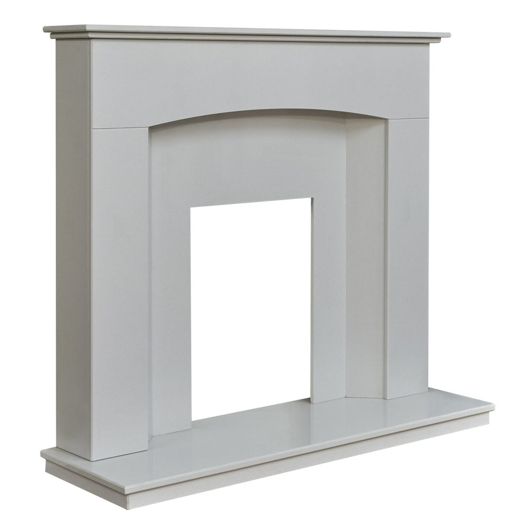 Acantha Tuscon White Marble Fireplace with Downlights, 48 Inch, image 3